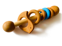 Vintage-Inspired Wooden Montessori Baby Teething Rattle