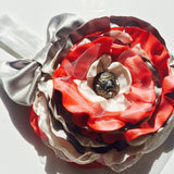 Grey and Coral Baby Headband